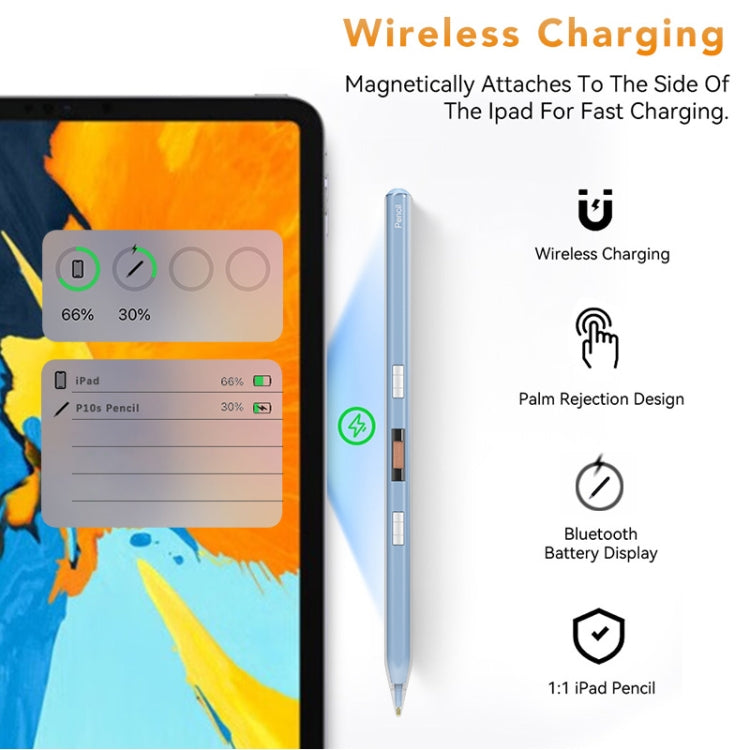 P10s Transparent Case Wireless Charging Stylus Pen for iPad 2018 or Later(Purple) - Stylus Pen by PMC TechLife | Online Shopping South Africa | PMC TechLife