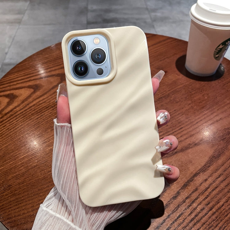 For iPhone 13 Pro Max Solid Color Wave Texture TPU Phone Case(Beige) - iPhone 13 Pro Max Cases by PMC TechLife | Online Shopping South Africa | PMC TechLife