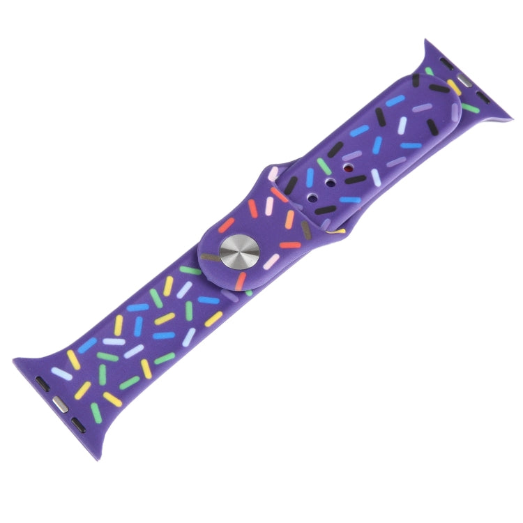 Rainbow Raindrops Silicone Watch Band For Apple Watch 8 41mm(Dark Purple) - Watch Bands by PMC TechLife | Online Shopping South Africa | PMC TechLife