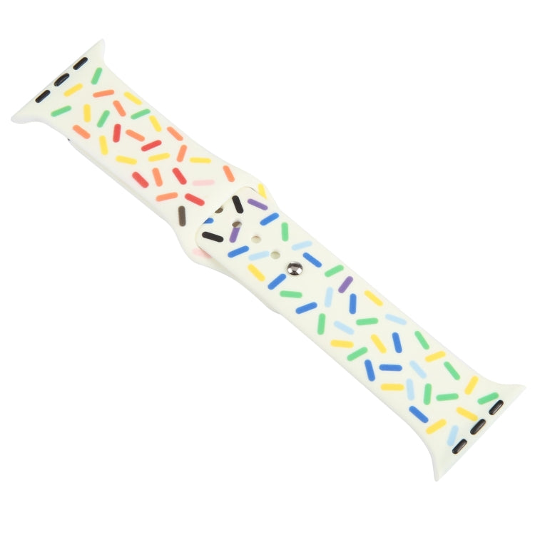 Rainbow Raindrops Silicone Watch Band For Apple Watch 8 41mm(Beige) - Watch Bands by PMC TechLife | Online Shopping South Africa | PMC TechLife