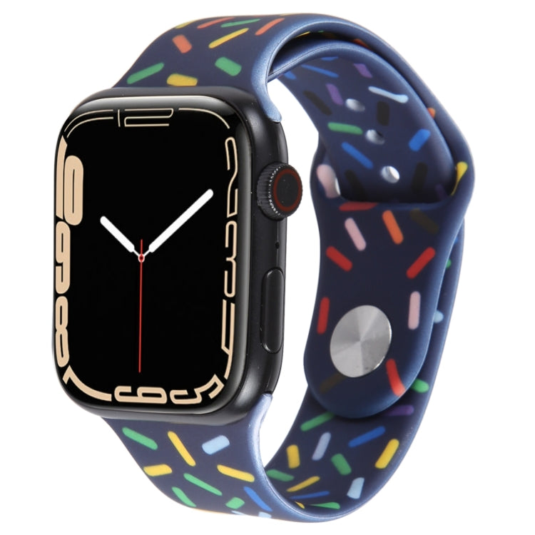 Rainbow Raindrops Silicone Watch Band For Apple Watch 7 41mm(Midnight) - Watch Bands by PMC TechLife | Online Shopping South Africa | PMC TechLife
