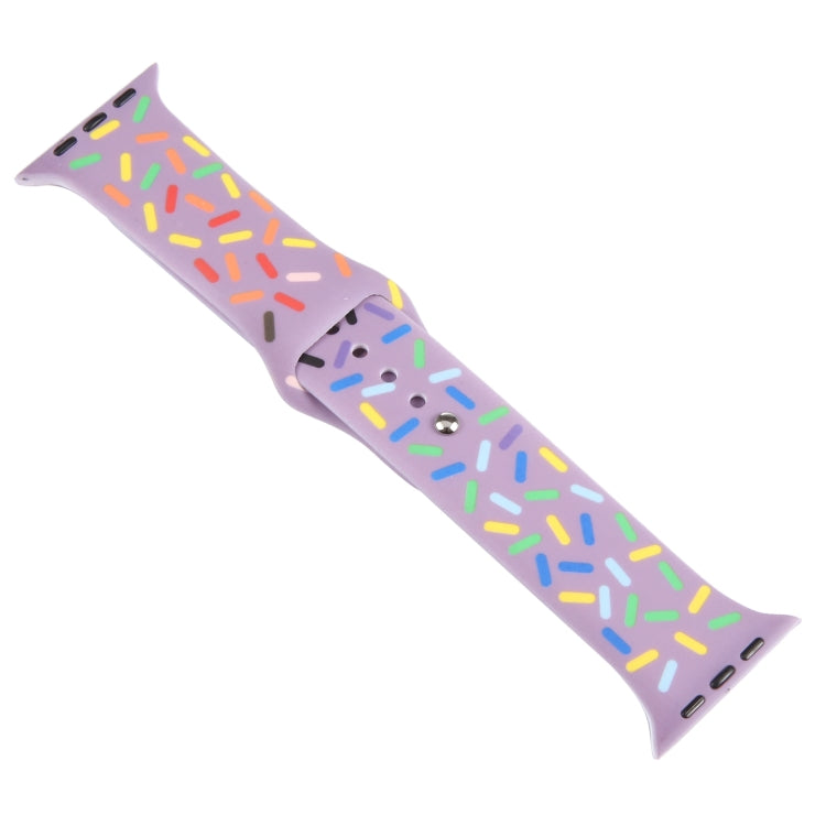 Rainbow Raindrops Silicone Watch Band For Apple Watch 7 45mm(Light Purple) - Watch Bands by PMC TechLife | Online Shopping South Africa | PMC TechLife