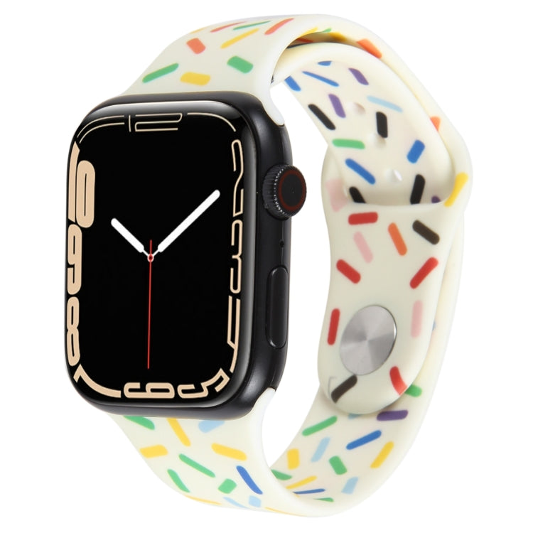 Rainbow Raindrops Silicone Watch Band For Apple Watch SE 2022 40mm(Beige) - Watch Bands by PMC TechLife | Online Shopping South Africa | PMC TechLife