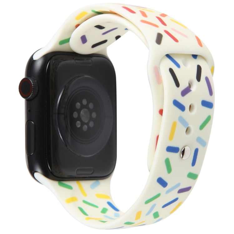 Rainbow Raindrops Silicone Watch Band For Apple Watch SE 2022 40mm(Beige) - Watch Bands by PMC TechLife | Online Shopping South Africa | PMC TechLife