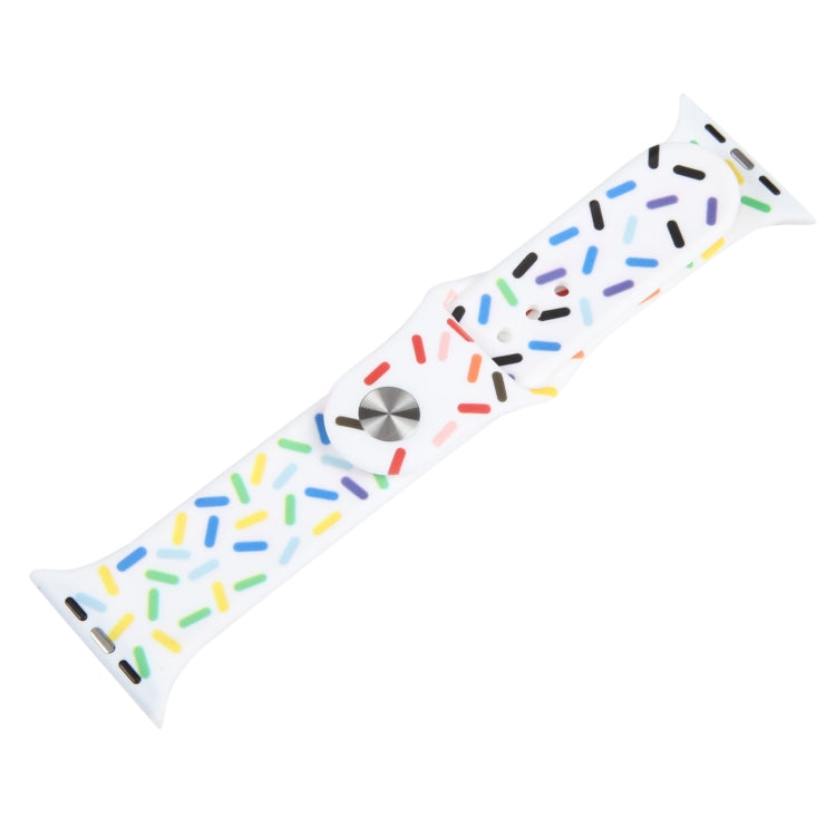 Rainbow Raindrops Silicone Watch Band For Apple Watch SE 2022 44mm(White) - Watch Bands by PMC TechLife | Online Shopping South Africa | PMC TechLife