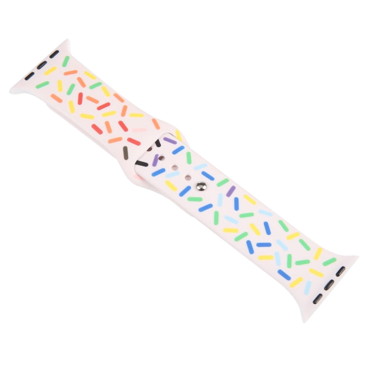 Rainbow Raindrops Silicone Watch Band For Apple Watch SE 2022 44mm(Pink) - Watch Bands by PMC TechLife | Online Shopping South Africa | PMC TechLife