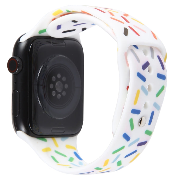 Rainbow Raindrops Silicone Watch Band For Apple Watch SE 40mm(White) - Watch Bands by PMC TechLife | Online Shopping South Africa | PMC TechLife