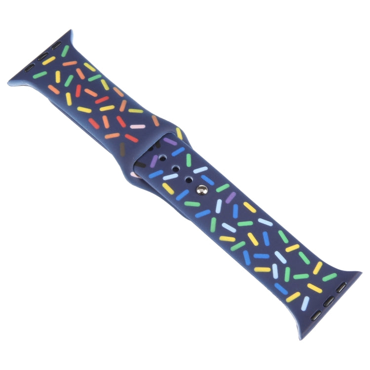 Rainbow Raindrops Silicone Watch Band For Apple Watch SE 44mm(Midnight) - Watch Bands by PMC TechLife | Online Shopping South Africa | PMC TechLife