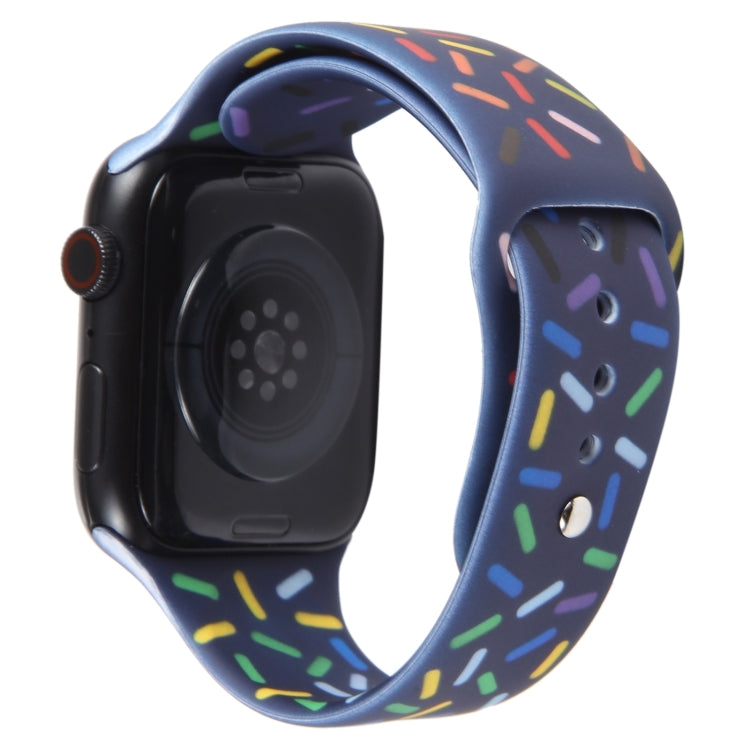 Rainbow Raindrops Silicone Watch Band For Apple Watch SE 44mm(Midnight) - Watch Bands by PMC Jewellery | Online Shopping South Africa | PMC Jewellery