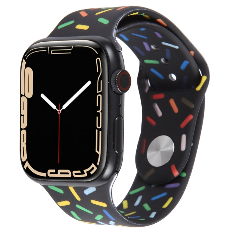 Rainbow Raindrops Silicone Watch Band For Apple Watch 6 40mm(Black) - Watch Bands by PMC TechLife | Online Shopping South Africa | PMC TechLife