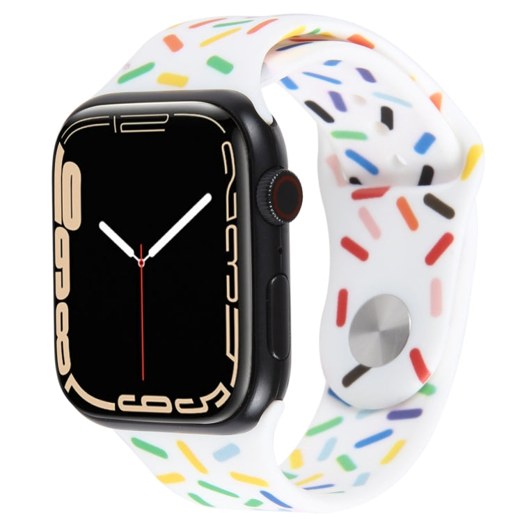 Rainbow Raindrops Silicone Watch Band For Apple Watch 6 44mm(White) - Watch Bands by PMC TechLife | Online Shopping South Africa | PMC TechLife