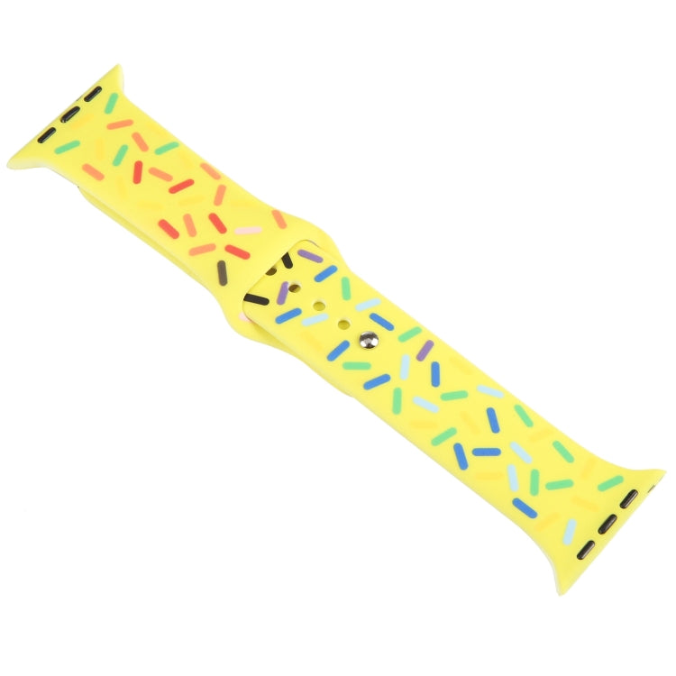 Rainbow Raindrops Silicone Watch Band For Apple Watch 6 44mm(Yellow) - Watch Bands by PMC TechLife | Online Shopping South Africa | PMC TechLife