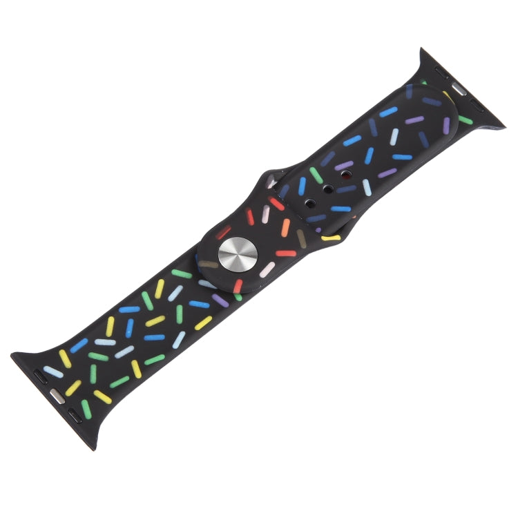Rainbow Raindrops Silicone Watch Band For Apple Watch 6 44mm(Black) - Watch Bands by PMC TechLife | Online Shopping South Africa | PMC TechLife