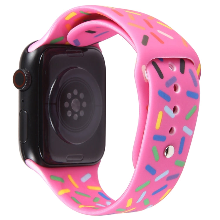 Rainbow Raindrops Silicone Watch Band For Apple Watch 6 44mm(Rose Red) - Watch Bands by PMC TechLife | Online Shopping South Africa | PMC TechLife