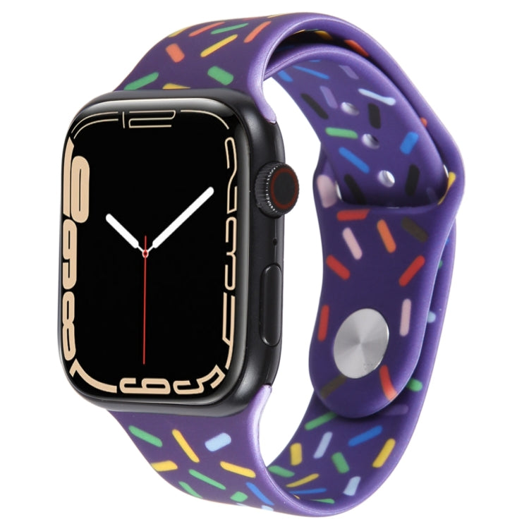 Rainbow Raindrops Silicone Watch Band For Apple Watch 5 40mm(Dark Purple) - Watch Bands by PMC TechLife | Online Shopping South Africa | PMC TechLife