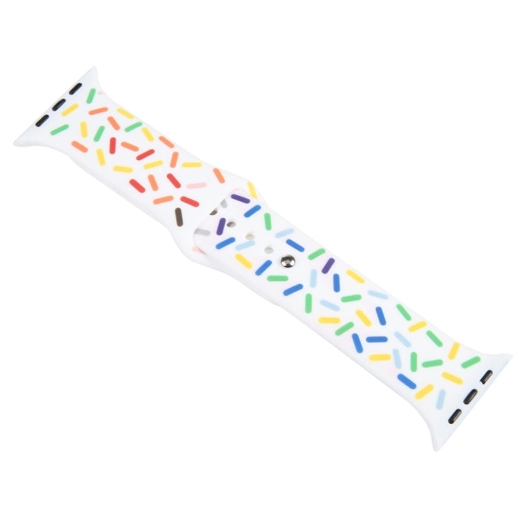 Rainbow Raindrops Silicone Watch Band For Apple Watch 5 44mm(White) - Watch Bands by PMC TechLife | Online Shopping South Africa | PMC TechLife
