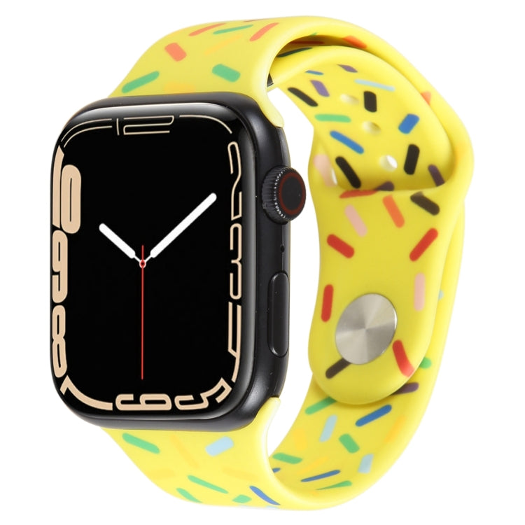 Rainbow Raindrops Silicone Watch Band For Apple Watch 5 44mm(Yellow) - Watch Bands by PMC TechLife | Online Shopping South Africa | PMC TechLife