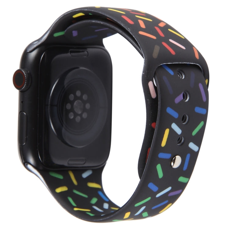 Rainbow Raindrops Silicone Watch Band For Apple Watch 4 44mm(Black) - Watch Bands by PMC TechLife | Online Shopping South Africa | PMC TechLife