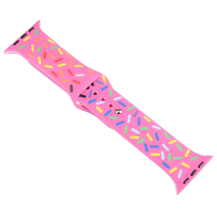 Rainbow Raindrops Silicone Watch Band For Apple Watch 3 42mm(Rose Red) - Watch Bands by PMC TechLife | Online Shopping South Africa | PMC TechLife