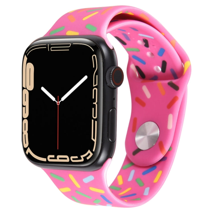 Rainbow Raindrops Silicone Watch Band For Apple Watch 42mm(Rose Red) - Watch Bands by PMC TechLife | Online Shopping South Africa | PMC TechLife