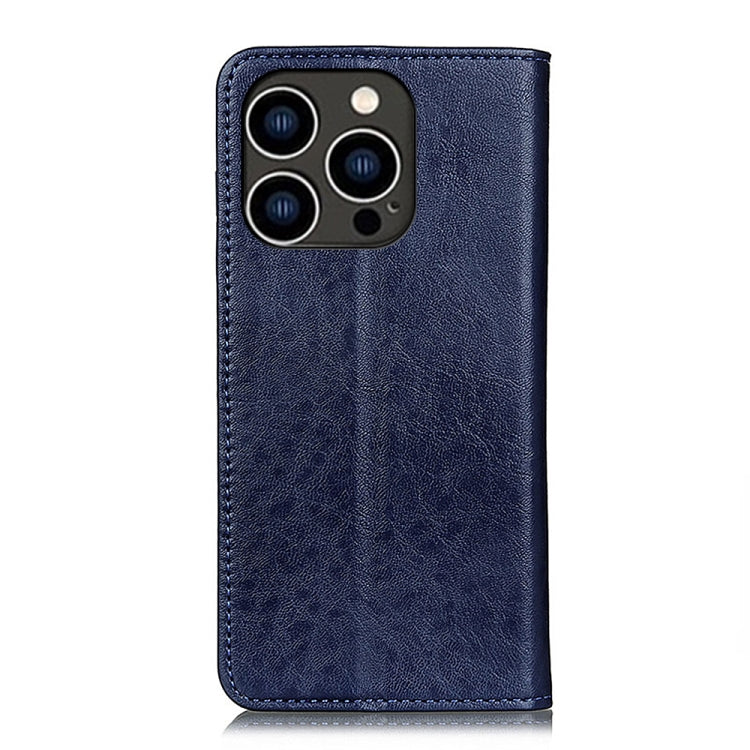 For iPhone 15 Pro Magnetic Crazy Horse Texture Horizontal Flip Leather Phone Case(Blue) - free shipping - PMC TechLife - Order now!