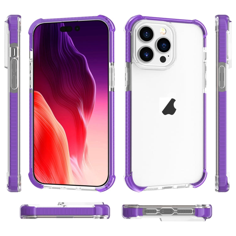 For iPhone 15 Pro Four-corner Shockproof TPU Hybrid Acrylic Phone Case(Purple) - iPhone 15 Pro Cases by PMC TechLife | Online Shopping South Africa | PMC TechLife | Buy Now Pay Later Mobicred