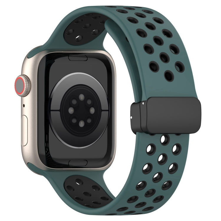 For Apple Watch 8 45mm  Magnetic Buckle Silicone Watch Band(Olive Black) - Watch Bands by PMC TechLife | Online Shopping South Africa | PMC TechLife