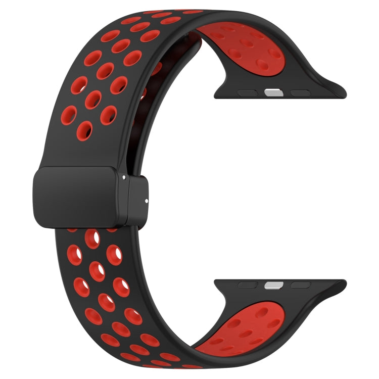 For Apple Watch 8 45mm  Magnetic Buckle Silicone Watch Band(Black Red) - Watch Bands by PMC TechLife | Online Shopping South Africa | PMC TechLife
