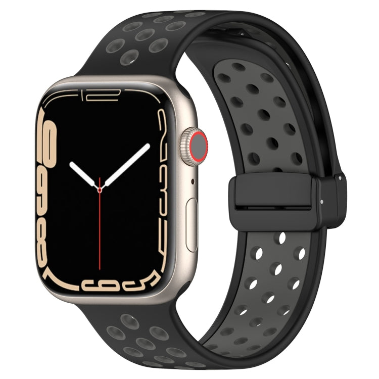 For Apple Watch SE 40mm Magnetic Buckle Silicone Watch Band(Black Grey) - Watch Bands by PMC TechLife | Online Shopping South Africa | PMC TechLife