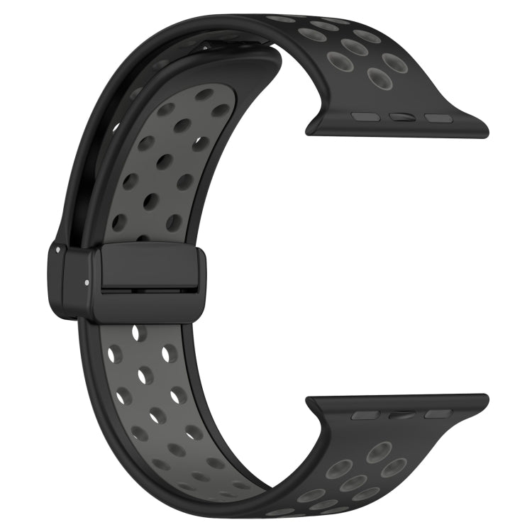 For Apple Watch SE 44mm Magnetic Buckle Silicone Watch Band(Black Grey) - Watch Bands by PMC TechLife | Online Shopping South Africa | PMC TechLife