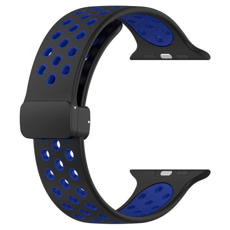 For Apple Watch 6 40mm Magnetic Buckle Silicone Watch Band(Black Blue) - Watch Bands by PMC TechLife | Online Shopping South Africa | PMC TechLife