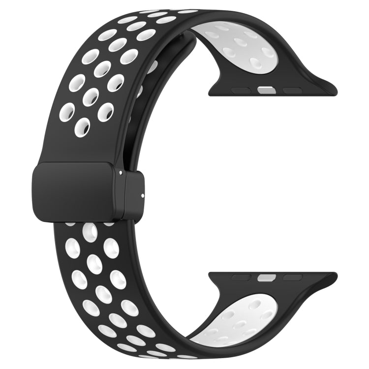 For Apple Watch 6 44mm Magnetic Buckle Silicone Watch Band(Black White) - Watch Bands by PMC TechLife | Online Shopping South Africa | PMC TechLife