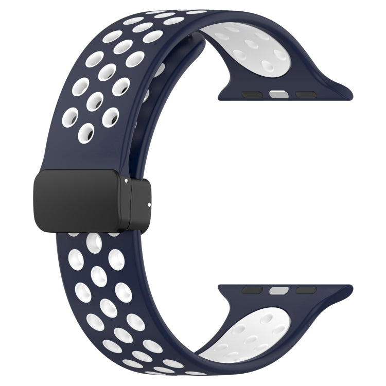 For Apple Watch 5 44mm Magnetic Buckle Silicone Watch Band(Navy White) - Watch Bands by PMC TechLife | Online Shopping South Africa | PMC TechLife