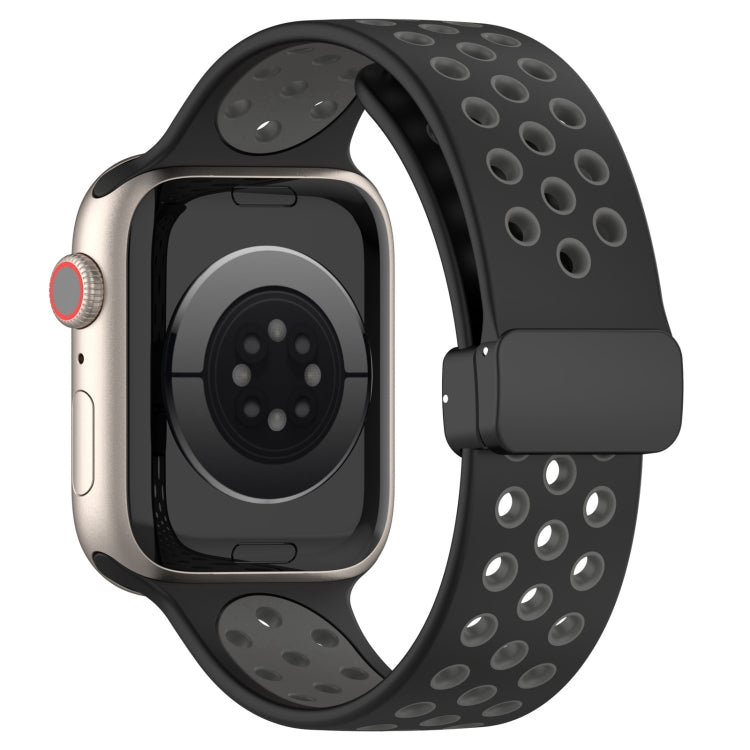 For Apple Watch 5 40mm Magnetic Buckle Silicone Watch Band(Black Grey) - Watch Bands by PMC TechLife | Online Shopping South Africa | PMC TechLife