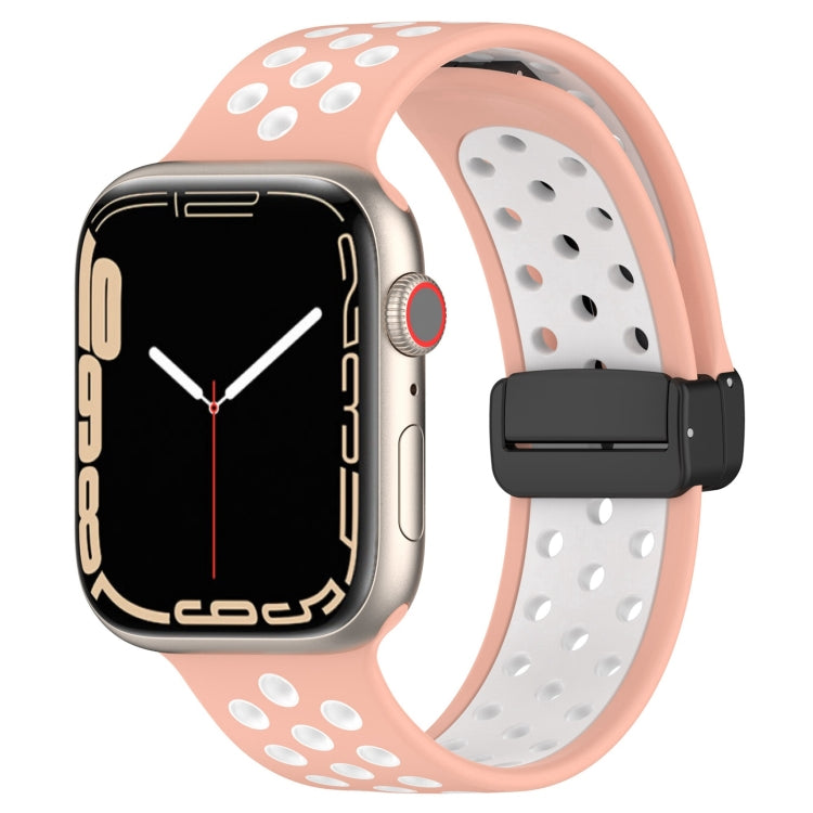 For Apple Watch 4 40mm Magnetic Buckle Silicone Watch Band(Pink White) - Watch Bands by PMC TechLife | Online Shopping South Africa | PMC TechLife