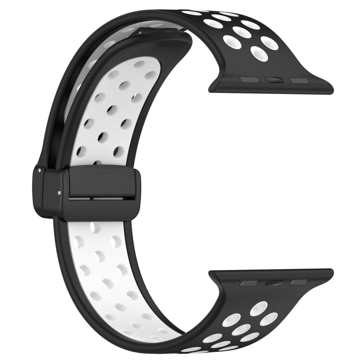For Apple Watch 4 40mm Magnetic Buckle Silicone Watch Band(Black White) - Watch Bands by PMC TechLife | Online Shopping South Africa | PMC TechLife