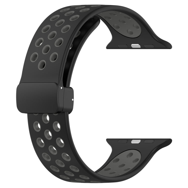 For Apple Watch 3 42mm Magnetic Buckle Silicone Watch Band(Black Grey) - Watch Bands by PMC TechLife | Online Shopping South Africa | PMC TechLife