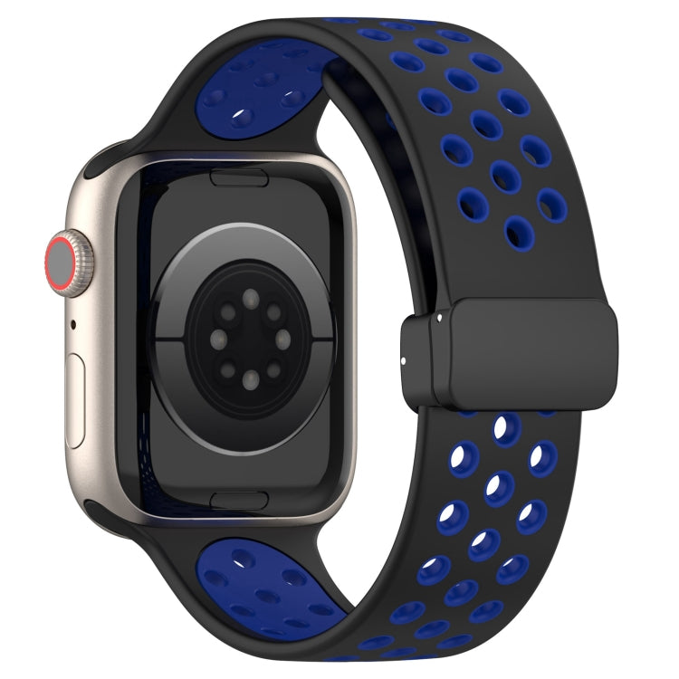 For Apple Watch 2 42mm Magnetic Buckle Silicone Watch Band(Black Blue) - Watch Bands by PMC TechLife | Online Shopping South Africa | PMC TechLife