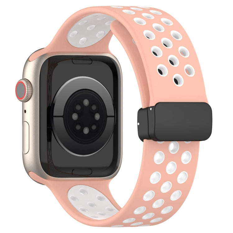 For Apple Watch 2 38mm Magnetic Buckle Silicone Watch Band(Pink White) - Watch Bands by PMC TechLife | Online Shopping South Africa | PMC TechLife