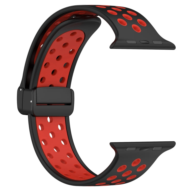 For Apple Watch 2 38mm Magnetic Buckle Silicone Watch Band(Black Red) - Watch Bands by PMC TechLife | Online Shopping South Africa | PMC TechLife