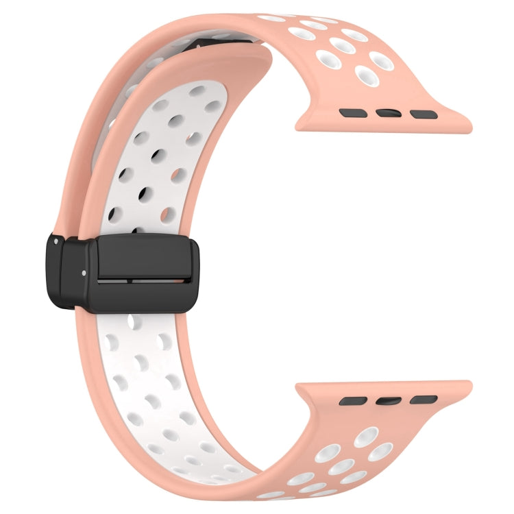 For Apple Watch 42mm Magnetic Buckle Silicone Watch Band(Pink White) - Watch Bands by PMC TechLife | Online Shopping South Africa | PMC TechLife