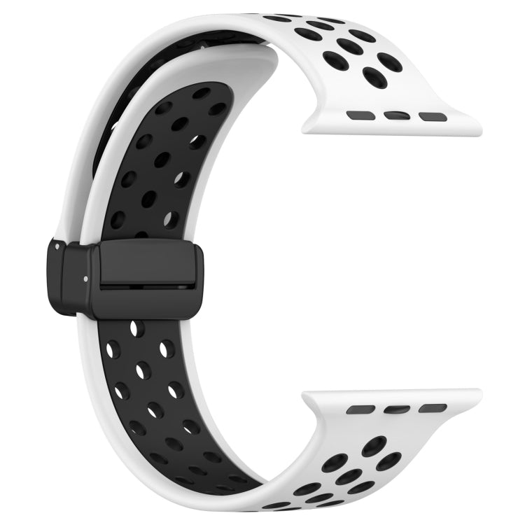 For Apple Watch 38mm Magnetic Buckle Silicone Watch Band(White Black) - Watch Bands by PMC TechLife | Online Shopping South Africa | PMC TechLife