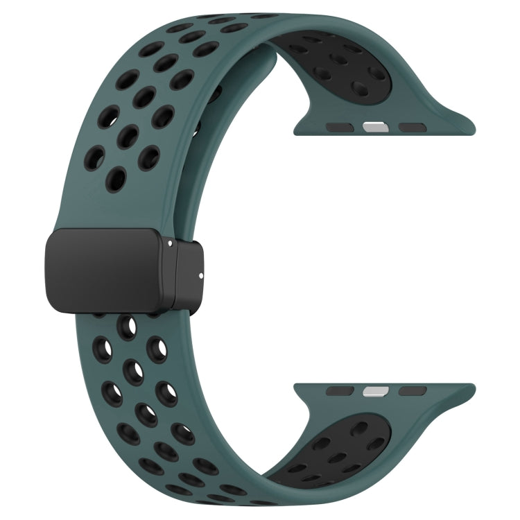 For Apple Watch 38mm Magnetic Buckle Silicone Watch Band(Olive Black) - Watch Bands by PMC TechLife | Online Shopping South Africa | PMC TechLife
