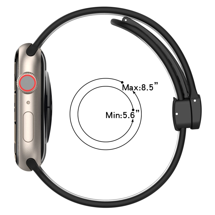 For Apple Watch SE 40mm Magnetic Buckle Silicone Watch Band(Black Grey) - Watch Bands by PMC TechLife | Online Shopping South Africa | PMC TechLife
