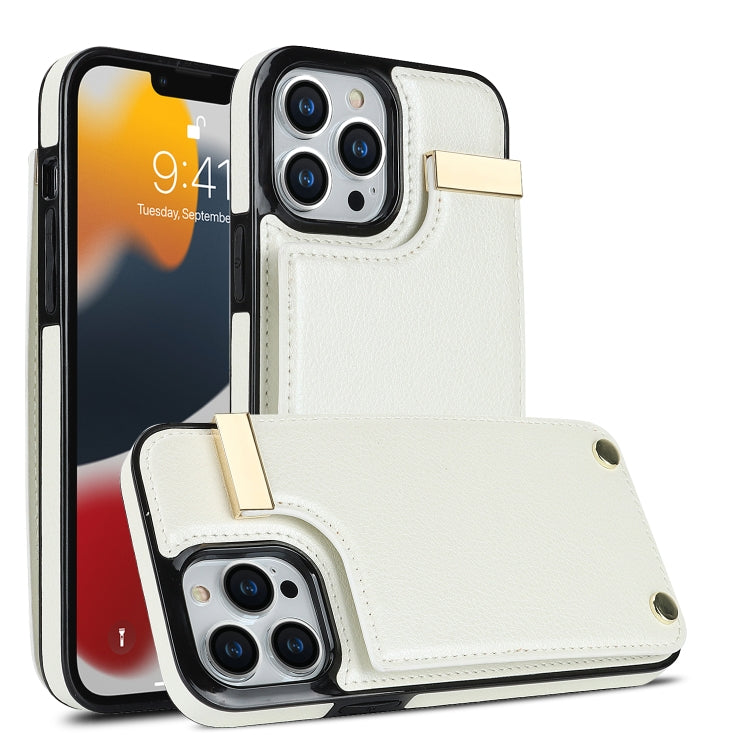 For iPhone 13 Pro Metal Buckle Card Slots Phone Case(White) - free shipping - PMC TechLife - Order now!
