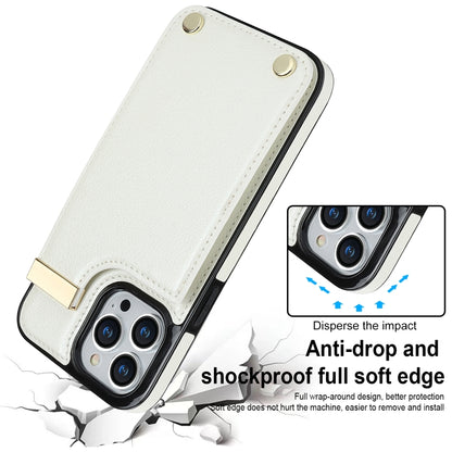 For iPhone 11 Pro Metal Buckle Card Slots Phone Case(White) - iPhone 11 Pro Cases by PMC Jewellery | Online Shopping South Africa | PMC Jewellery