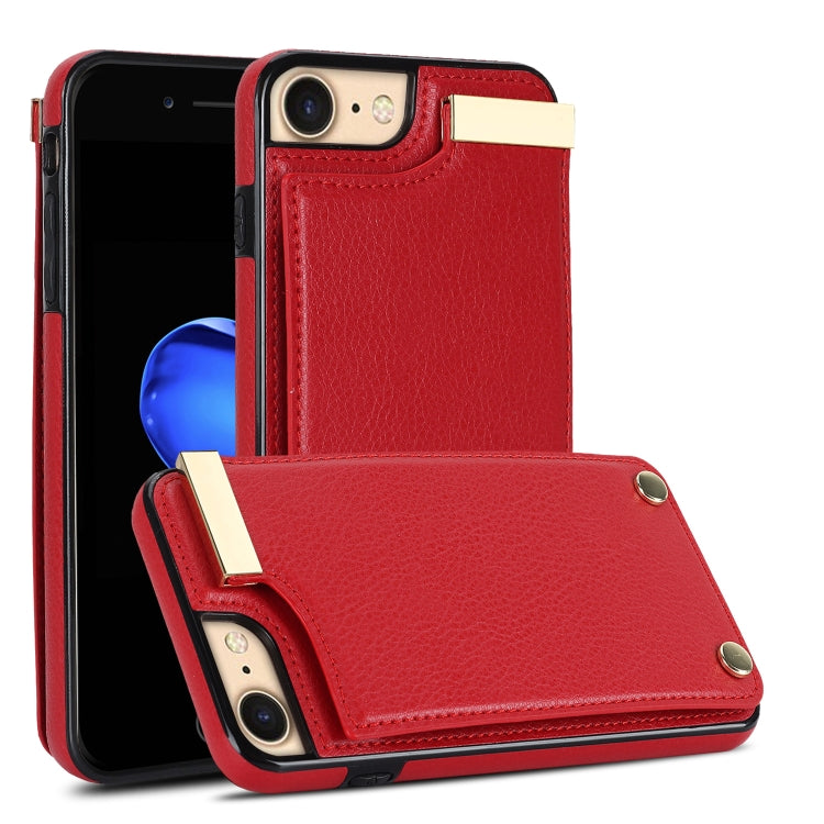 For iPhone SE 2022 / 2020 / 8 / 7 Metal Buckle Card Slots Phone Case(Red) - free shipping - PMC TechLife - Order now!