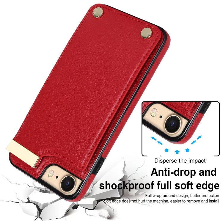 For iPhone SE 2022 / 2020 / 8 / 7 Metal Buckle Card Slots Phone Case(Red) - free shipping - PMC TechLife - Order now!