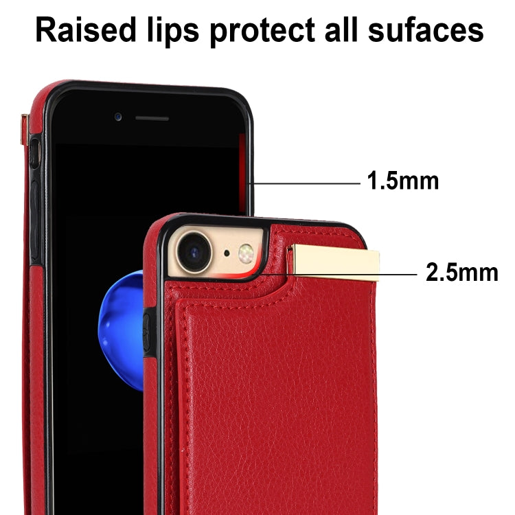 For iPhone SE 2022 / 2020 / 8 / 7 Metal Buckle Card Slots Phone Case(Red) - free shipping - PMC TechLife - Order now!
