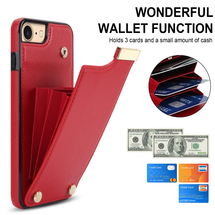 For iPhone SE 2022 / 2020 / 8 / 7 Metal Buckle Card Slots Phone Case(Red) - free shipping - PMC TechLife - Order now!